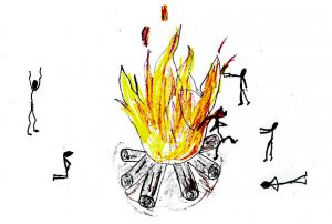 Campfire - drawing by Harvey Dog 2019