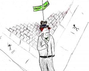 Man on the Corner - drawing by Harvey Dog 2020