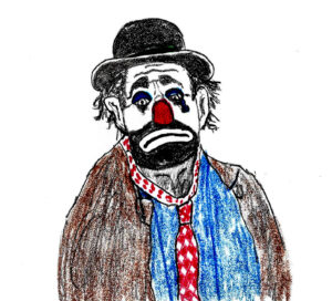 Red Skelton Crying - drawing by Harvey Dog 2022