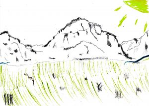 Mountains - drawing by Harvey Dog 2019